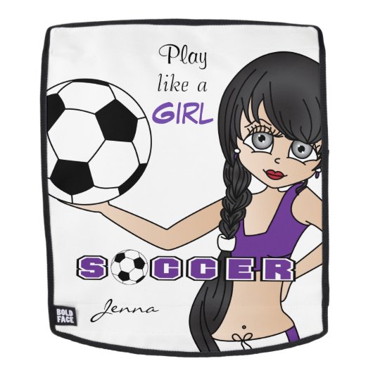 紫色、女の子のサッカーのような演劇 バックパック (取り外し可フェース)