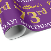 紫色、模造金ゴールドルック"73番目の誕生日" ラッピングペーパー (ロールコーナー)