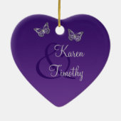 紫色、灰色私達の第1クリスマスの記念品のオーナメント セラミックオーナメント (裏面)