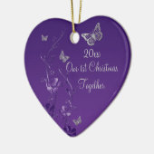 紫色、灰色私達の第1クリスマスの記念品のオーナメント セラミックオーナメント (左)