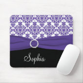 紫色、白く、および黒いダマスク織のマウスパッド マウスパッド (マウス)