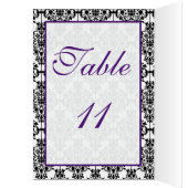 紫色、白黒ダマスク織のテーブル数カード (内側 (左))