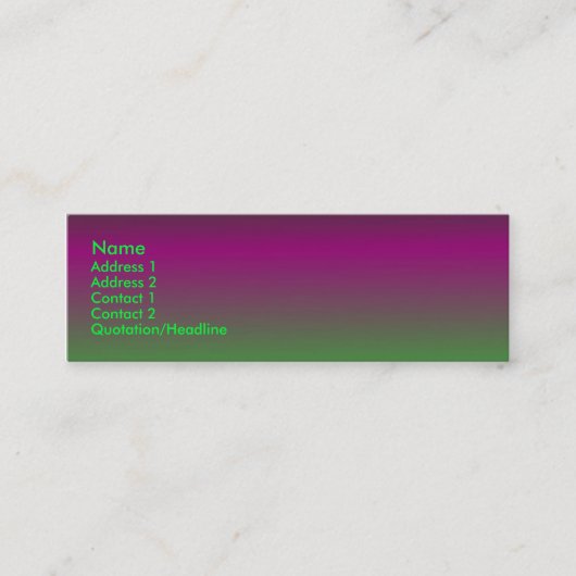紫色-緑のプロフィールカード スキニー名刺 (正面)