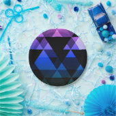 紫色、緑及び青の三角形のデザイン ペーパープレート (パーティー)