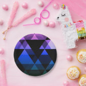 紫色、緑及び青の三角形のデザイン ペーパープレート (パーティー)