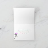 紫色、緑、白いタータンチェックのアザミのサンキューカード サンキューカード (内部)