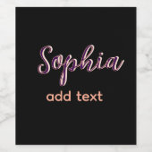 紫色 追加 名前 女の子 ボス テキスト 黒 エレガント ワインラベル (シングルラベル)