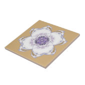 紫色、金ゴールドフローラルックフラクタルアートゴールデン タイル (側面)