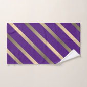 紫色(金ゴールド付き) ストライプ バスタオルセット (ハンドタオル)
