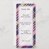 紫色、金色和蓝色苏格兰方格图案 招待状 (裏面)