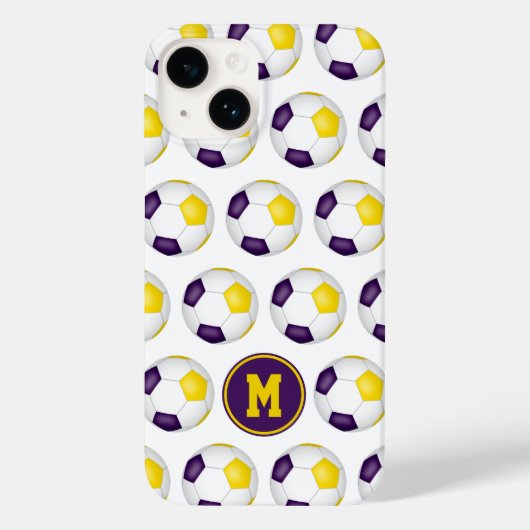紫色 金色 サッカー ボール柄 モノグラム Case-Mate iPhoneケース (裏面)