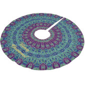 紫色、青および緑の曼荼羅 ブラッシュドポリエステルツリースカート (アングル)