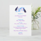 紫色、青の孔雀の結婚式メニュー メニュー (スタンド正面)