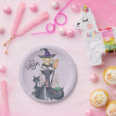 紫色、魔法使い、ハロウィン ペーパープレート (パーティー)