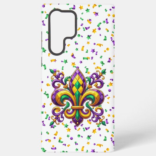 紫色 黄色 緑色 マルディグラ フルールドリス SAMSUNG GALAXYケース (裏面)