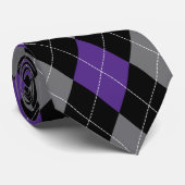 紫色、黒い、および灰色のアーガイル柄のなパターンタイ ネクタイ (ロール)