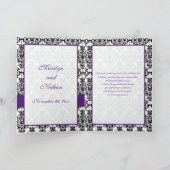 紫色、黒く、および白いダマスク織のサンキューカード サンキューカード (内部)