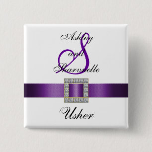 紫色、黒く、白い案内係Pin 缶バッジ