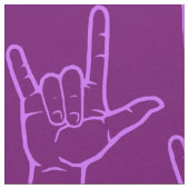 紫色ASL I愛パターン（の模様が）あるな生地 ファブリック (クローズアップ)