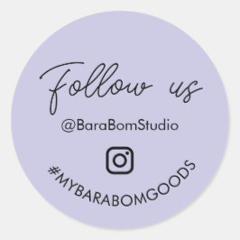紫色Instagramフォローお願いします パッケージステッカー ラウンドシール