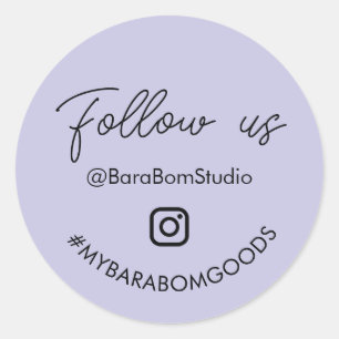 紫色Instagramフォローお願いします パッケージステッカー ラウンドシール
