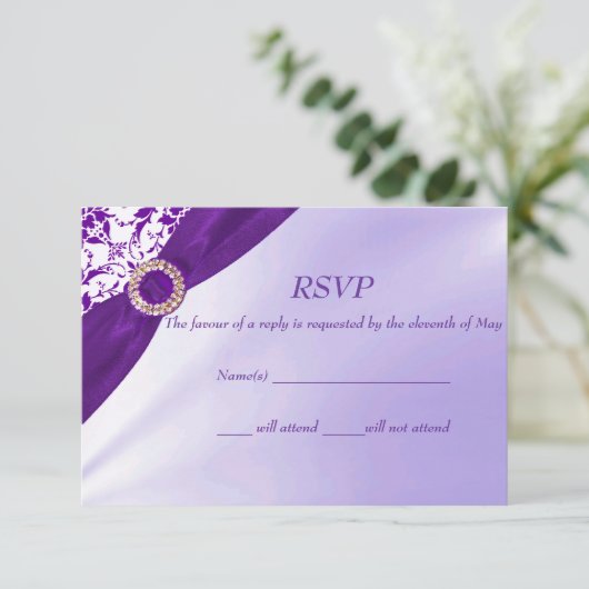 紫色RSVPカード 出欠カード (スタンド正面)