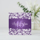 紫色Sweet sixteenのパーティーの眩ます星 招待状 (スタンド正面)