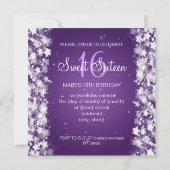 紫色Sweet sixteenのパーティーの眩ます星 招待状 (裏面)