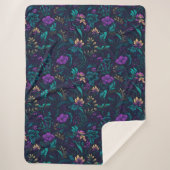 紫花とティール(緑がかった色)離れ シェルパブランケット (正面)