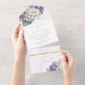 紫花と白紫陽花 オールインワン招待状 (貼ってはがせる)