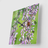 紫花のラディバード スクエア壁時計 (傾斜)