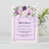 紫花の蝶は豪華な誕生日をアーチ 招待状 (スタンド正面)