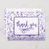 紫花エレガント咲き結婚お礼 ポストカード (正面/裏面)