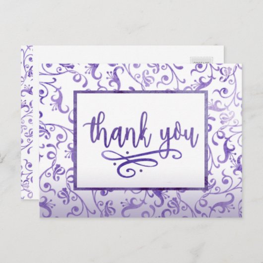 紫花エレガント咲き結婚お礼 ポストカード (正面/裏面)