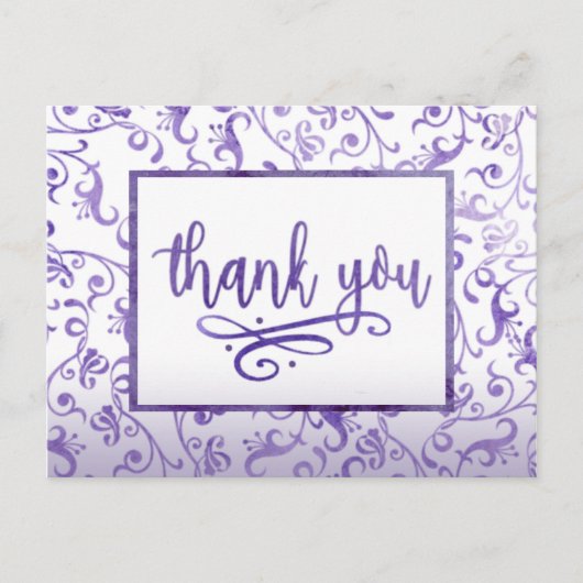 紫花エレガント咲き結婚お礼 ポストカード (正面)