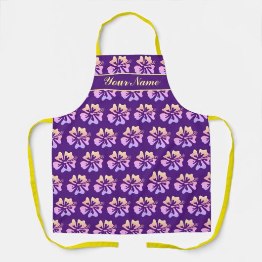 紫花カスタム付き厨房エプロンプリント エプロン (正面)