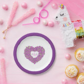 紫花チュー結婚リップハートブーケモノグラム ペーパープレート (パーティー)