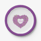 紫花チュー結婚リップハートブーケモノグラム ペーパープレート (正面)