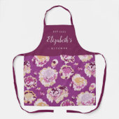 紫花モダン模様パーソナライズされた料理 エプロン (正面)