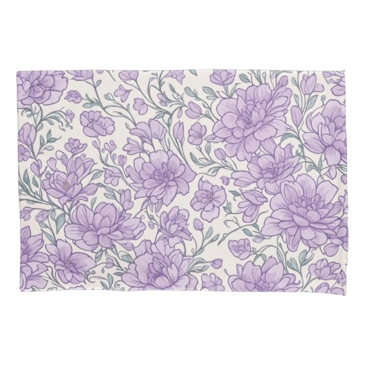 紫花文植物花 枕カバー (正面)