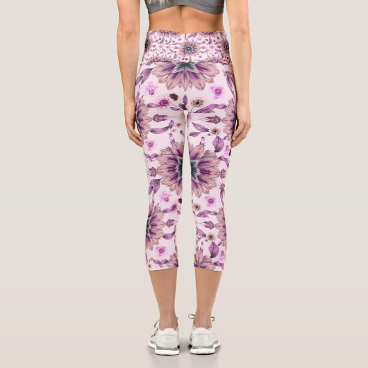 紫花柄 カプリレギンス (裏面)