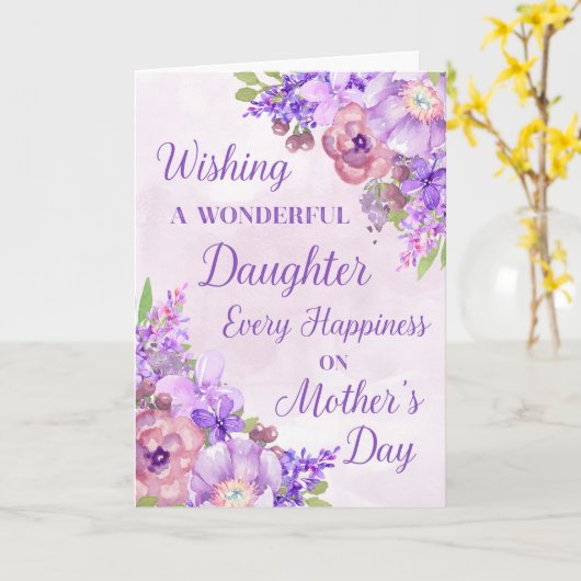 紫花母の日の娘 カード (黄色い花)