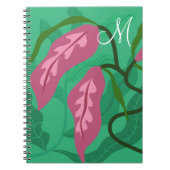 紫花水瓶付き緑の葉 ノートブック (正面)