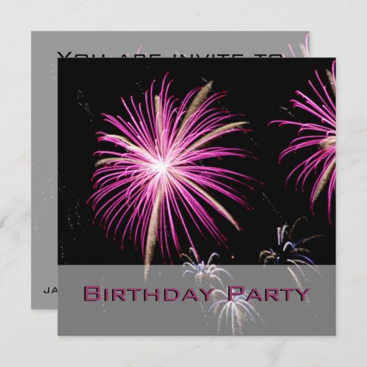 紫花火誕生会の招待 招待状 (正面/裏面)