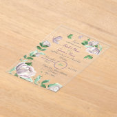 紫花葉根結婚蝶 アクリル招待状 (レイダウン)