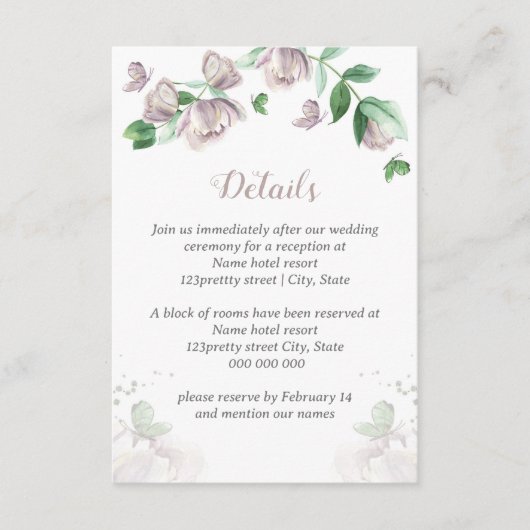 紫花葉根結婚蝶 エンクロージャーカード (正面)