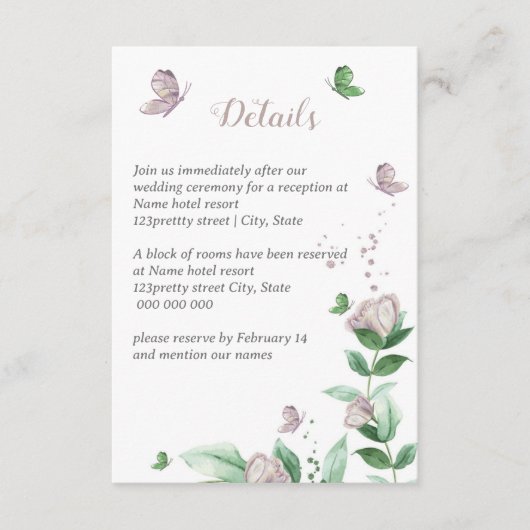 紫花葉根結婚蝶 エンクロージャーカード (正面)