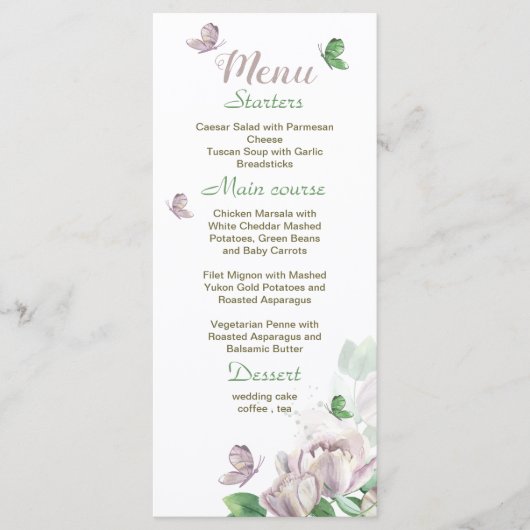 紫花葉根結婚蝶 メニュー (正面)