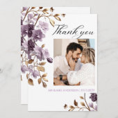 紫花金ゴールド葉サンキューカード サンキューカード (正面/裏面)