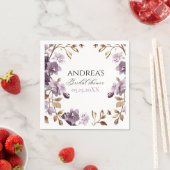 紫花金ゴールド葉紙ブライダルシャワー スタンダードカクテルナプキン (インサイチュ)